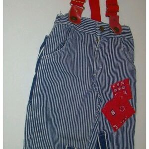 Striped Overalls with Red Accents Osh Gosh B Gosh
